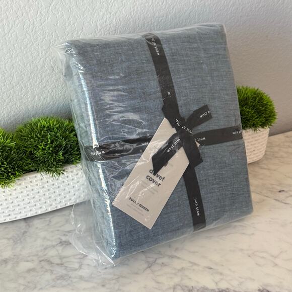 West Elm Belgian Flax Lined Full/Queen Duvet Cover - Picture 1 of 5